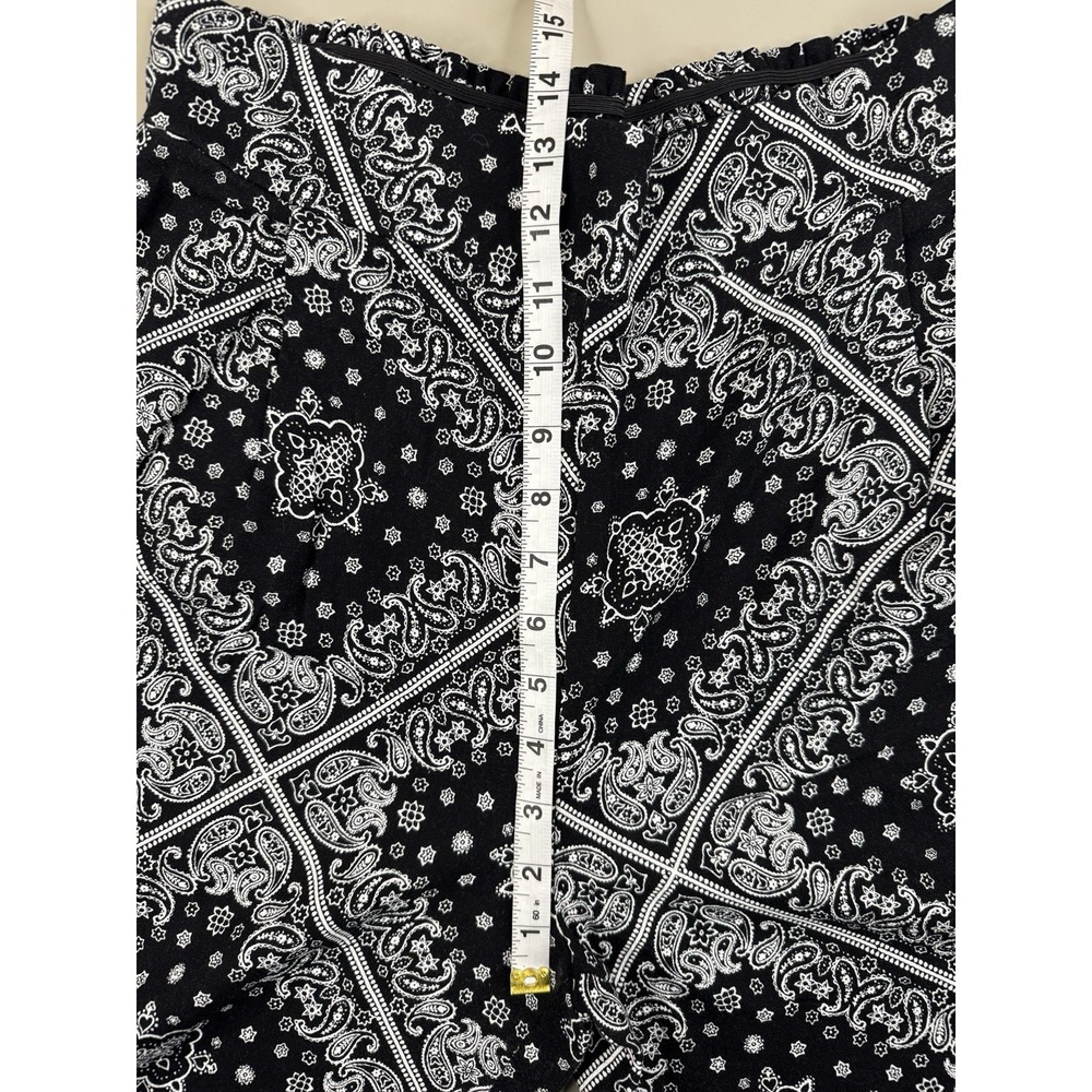 Monteau Los Angeles Linen Blend Wide Leg Bandana Print Pants XL‎ Black White - Picture 5 of 11